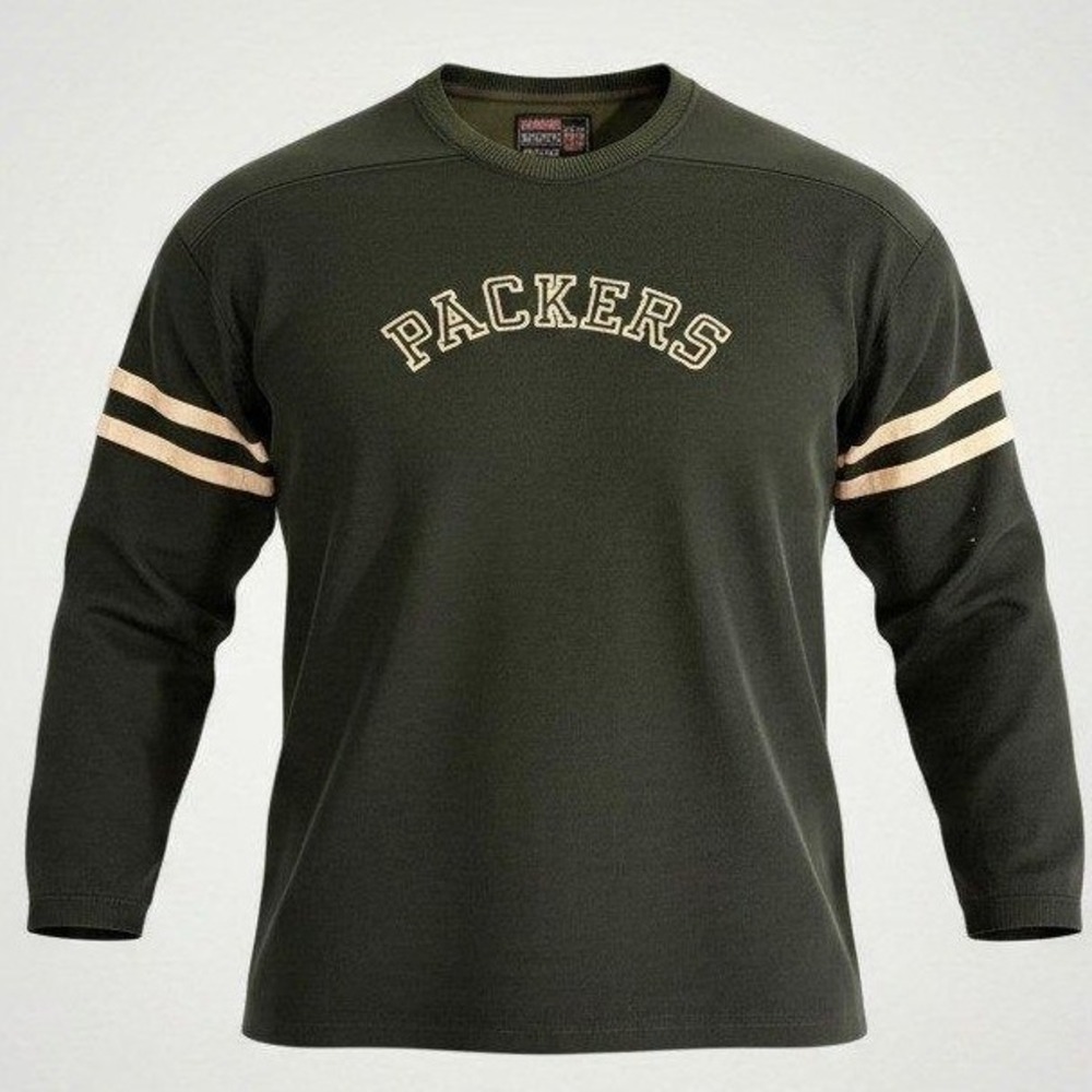 NFL Green Bay Packers Jersey Shirt Men XL Green Striped Varsity Fan Gear Vintage